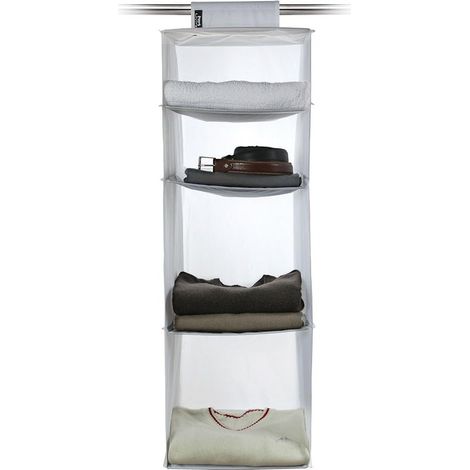 Organizador colgante para armario con 4 estantes, optimiza el espacio vertical