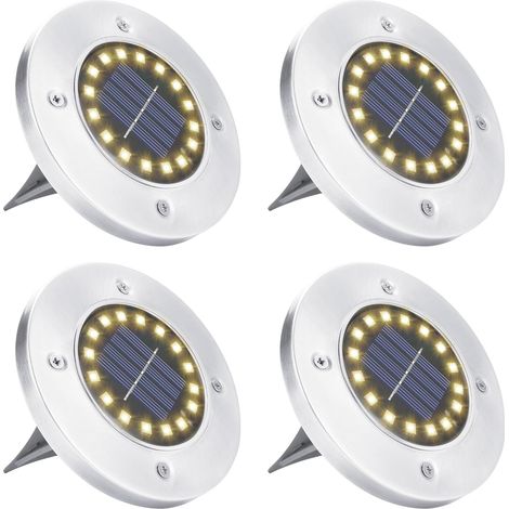 Pack of 4 Solar Garden Light 16 LED Solar Ground Light Waterproof Recessed Spotlight Lighting for Path Terrace Yard Lawn Stairs Warm White (1/5)