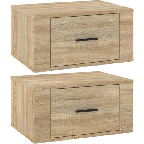 Set di 2 comodini da parete con cassetto 50 x 36 x 25 cm in legno ingegnerizzato color rovere DEC036075