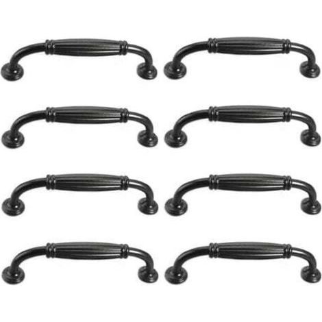 Set mit 8 europäischen Vintage-Schranktürgriffen, antike Schubladengriffe für Küche und Schlafzimmer, 96 mm Lochabstand, schwarz (1/5)