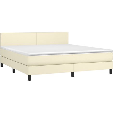 Boxspringbett mit Matratze Creme 160x200 cm Kunstleder vidaXL (1/4)