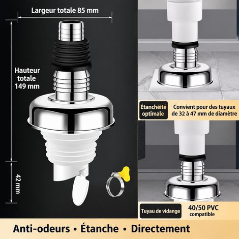 Raccord d'évacuation lave-linge siphon de sol passage direct noyau amélioré fermeture magnétique anti-odeur 1 × 1 × 1 cm – Livraison gratuite
