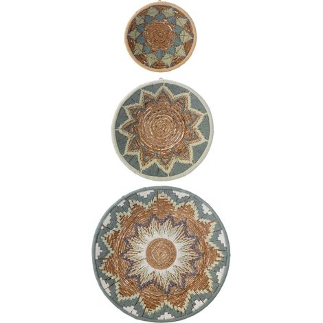 Lot de 3 Déco Murales "Branche Bananier" 76cm Bleu Clair (1/2)