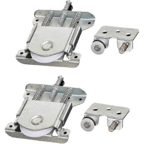 Ensemble de 2 pièces coulissantes pour porte de placard, roulettes, guides avec amortisseur, capacité de charge 20 kg (1/5)