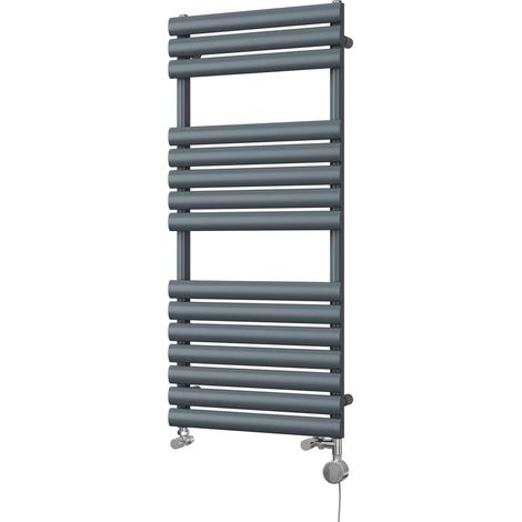 Omeara - Anthracite Dual Fuel Towel Rail H1120mm x W500mm Thermostatic (1/3)