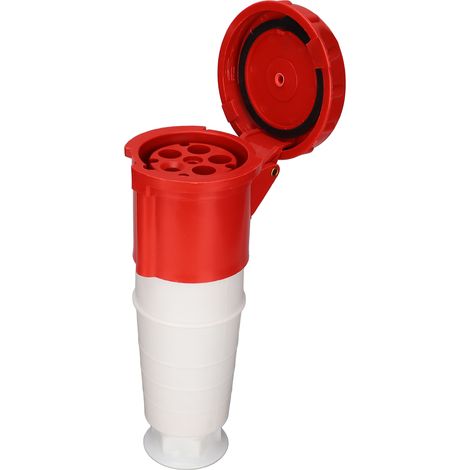 Prise industrielle 5 broches 63 A, stable, étanche, compacte, type aviation, pour brasseries, ateliers et camping, 220-415 V, rouge (1/5)