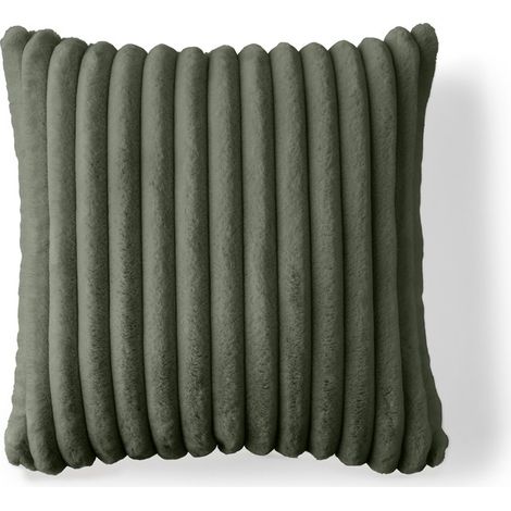 Sierra - coussin - en fausse fourrure côtelé - 40x40 cm - vert (1/5)