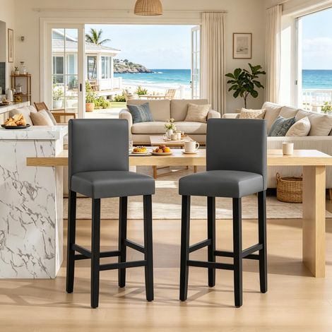 Chaise haute avec dossier, lot de 2 tabourets de bar, tabourets de cuisine, chaises de bar (2 chaises seulement) (1/5)