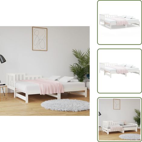 Divano letto - vidaXL Dormeuse Estraibile Bianca 2x(90x190) cm Legno Massello di Pino - Letto per ospiti