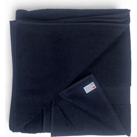 Asciugamano Telo Bagno Nero 100x150 cm – Spugna Cotone 100% Made in Italy – Ideale per Casa, Hotel, B&B e Spa