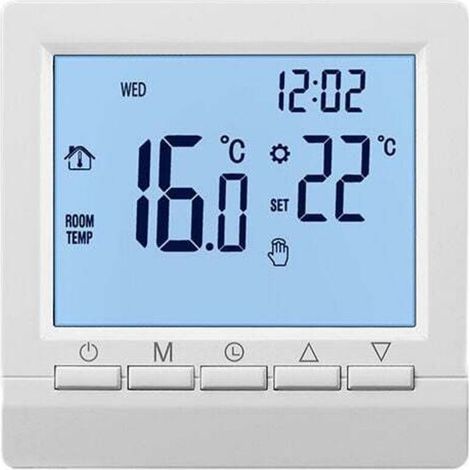Thermostat de chauffage électrique, bouton manuel 16A, indicateur négatif, caractères blancs sur fond noir, sans Wi-Fi (1/3)