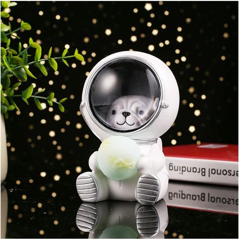 Lampe de table LED astronaute animal, veilleuse décorative résine chien astronaute (1/5)