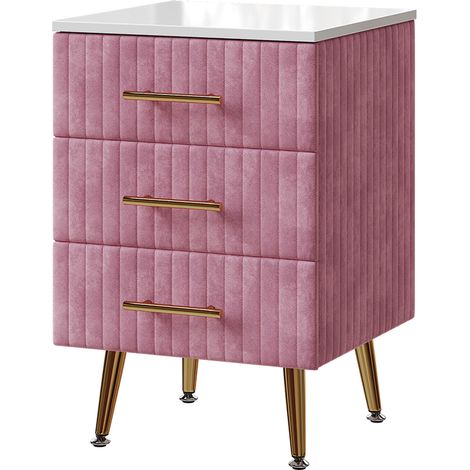 Comodino camera da letto Velia, rosa, 41 x 62 cm con 3 cassetti, Vicco (1/5)