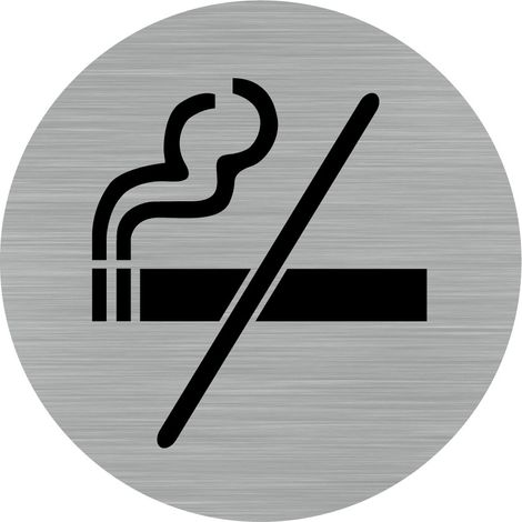 Pictogramme Interdiction de Fumer (Q0164).- Plaque aluminium brossé - Diamètre 83 mm