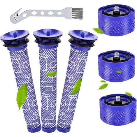V6 Filtres pour Dyson, 3 accessoires pré-filtres et 3 filtres HEPA pour Dyson V6 Motorhead, V6 Absolute et V6 Animal, filtre de rechange pour Dyson V6 avec brosse propre (1/4)