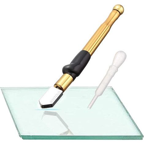 Professional Glass Cutter, Tungsten Carbide Ergonomic Design 2-19MM for Tinting Glasses Diamond Cutter Mosaic Tiles, Golden