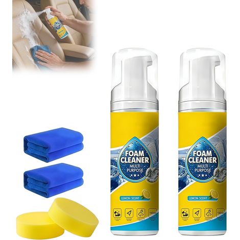 Foam Cleaner, Multifunctional Car Foam Cleaner, Nettoyant Mousse Multifonctionnel, Spray Nettoyant, Nettoyant en Mousse pour Intérieur Automobile, Cuisine, Articles de Maison (2 pièce) (1/5)