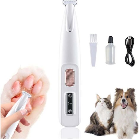 Recortadora de pelo para mascotas eficiente con cabezal de corte de 18 mm de ancho y luz LED.
