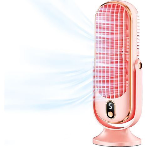 Ventilateur tour pour chambre, ventilateur de bureau portable rechargeable à 5 vitesses, ventilateur de refroidissement rotatif à 720° pour bureau à domicile (1/4)