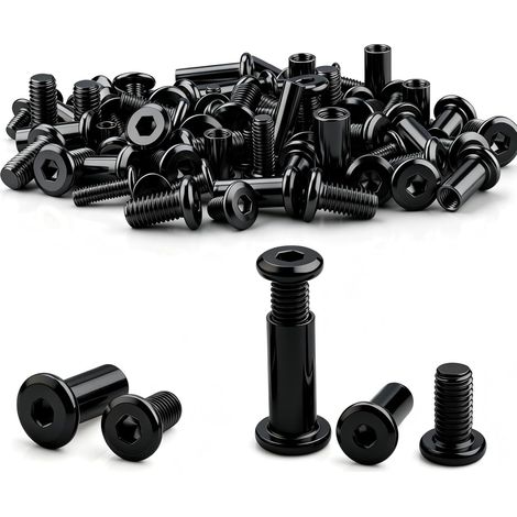Lot de 58 vis de raccordement, M8 x 15 mm, noires (1/5)