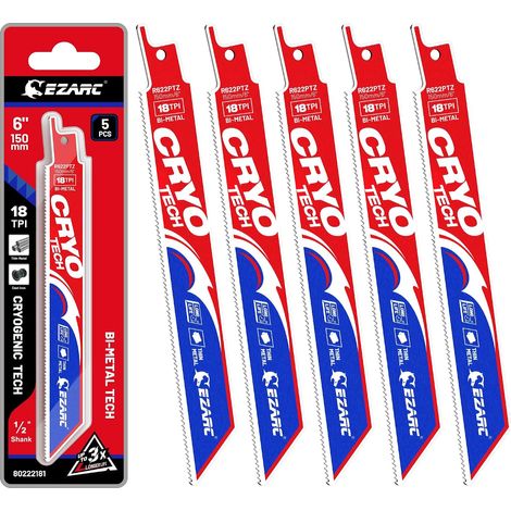 Lames de Scie Sabre Métal 150 mm 18TPI, 5 Pièces, Lame Scie Sabre Bi-Métal 8% Cobalt pour Coupe Métal (1/5)