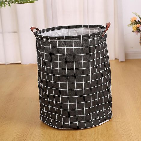 Panier à Linge Autoportant Pliable, Grande Capacité, Sac de Rangement à Corde avec Poignée en Cuir (1/5)