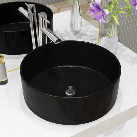 FIMEI Lavabo rond Céramique Noir 40 x 15 cm (1/5)