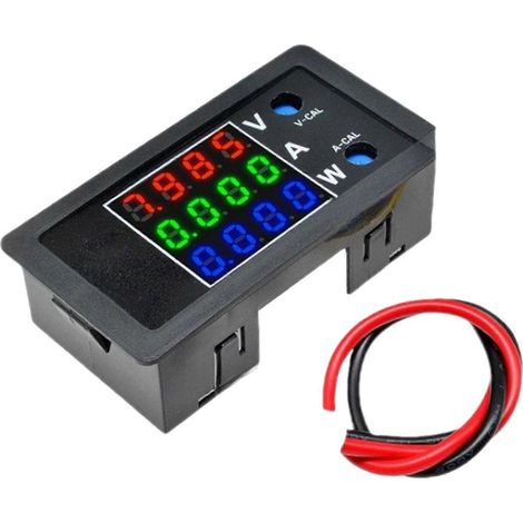 Voltmètre numérique 0-100 V avec affichage LED multicolore (rouge, vert, bleu) pour des mesures précises, idéal pour les électriciens et les amateurs. (1/5)