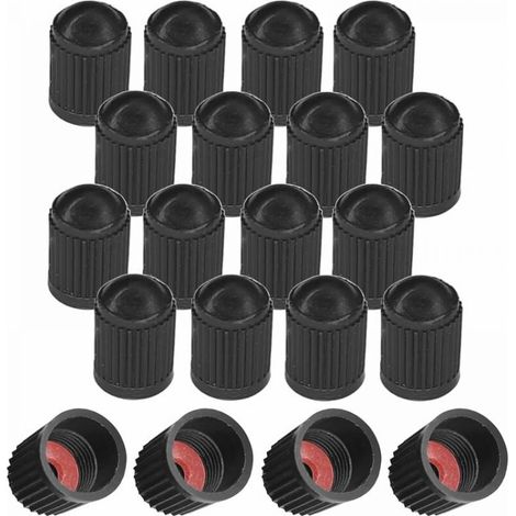 Set of 20 plastic valve caps for Schrader tires, bicycles, motorcycles, cars, quads, scooters, black (1/5)