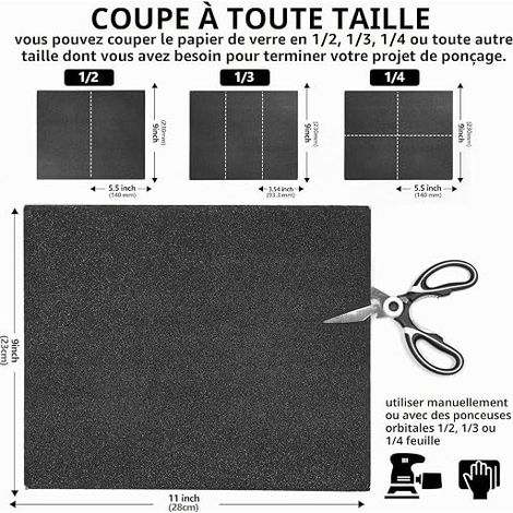 Set de Papier Abrasif 2000 Grains, 12 Pièces 23 x 28cm Papier Abrasif Résistant à l'Eau pour Voitures Métaux Murs Bois Meubles, Polissage Humide et Sec Papier de Verre (1/4)