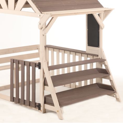Outdoor-Kinderküche aus Holz mit wasserdichtem Dach und Geländer, grau, MODENUIT (1/5)
