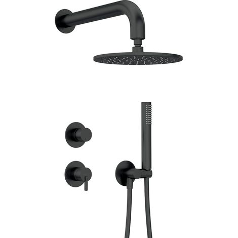 Komplettes Duschset mit Unterputzmischer in Mattschwarz Deante Silia NQSN9YK matt-schwarz