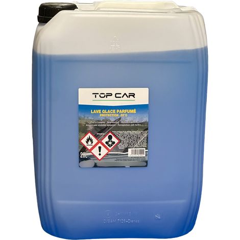 Topcar – Bidon de lave glace hiver 20 litres – LG20020OC – Protège jusqu'à -20°C – Fort pouvoir dégraissant – Améliore visibilité