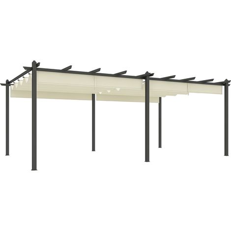 Pergola Castrejana Rétractable Grande Taille Extérieur Beige Clair 5,97x3,58m