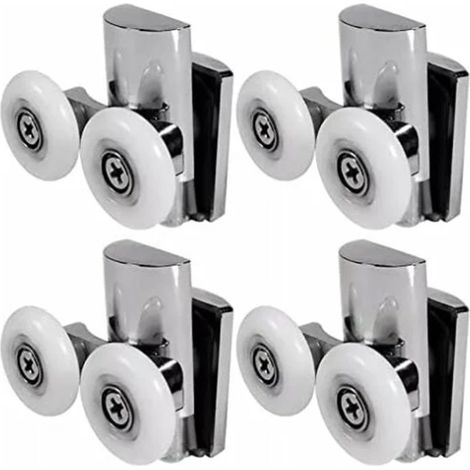Lot de 4 Roulettes pour porte de douche, 23 mm, réglables avec ressort, pour cabine vitrée coulissante (1/5)