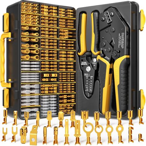 Kit de Pinces à Sertir avec 21 Sortes de Connecteurs Bêche Mâles et Femelles, Compatible Câbles 0,25–2,5 mm², Outil à Cliquet pour Cosses de Fils Électriques, Sertissage Précis et Fiable (1/5)