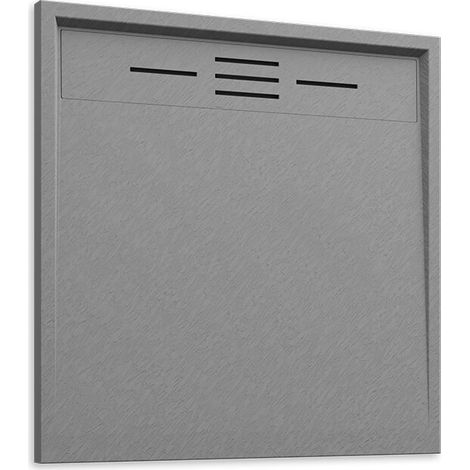 Piatto Doccia Quadrato 80x80 in SMC Effetto Pietra Grigio Bianco Mod. Spanios (1/5)
