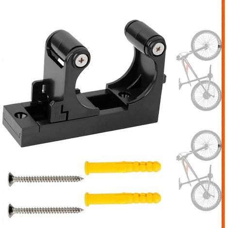 Support de vélo avec crochet de stationnement, pince à pneu, organisateur de garage, fixation murale, clip et boucle, support de vélo de route, support de rangement (TCK-Noir 1 pièce) (1/5)