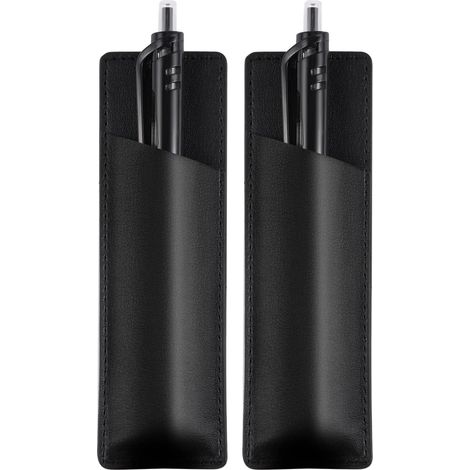 2 porte‑stylos magnétiques en cuir pour réfrigérateur, couleur noire pour ranger vos petits accessoires (1/4)