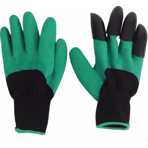 Gants de jardinage avec griffes aux doigts, protecteurs pour planter, creuser, désherber, semer et gratter lot de 2 paires avec 4 griffes. (1/5)