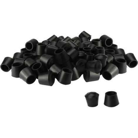 Patin 16mm Dia intérieur Caoutchouc Embout conique Table Chaise Protecteur plancher Glisseurs Pied de meuble Noir (1/4)
