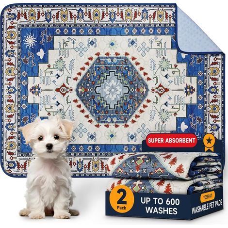 2 Washable Hygienic Dog Pads, 122 x 92cm,Coussinet Super Absorbant (1/5)