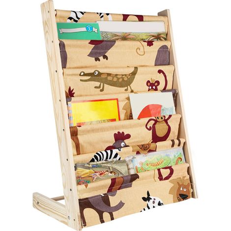® Étagère à 6 Niveaux pour Livres, Bibliothèque pour Enfants avec poche, pour Chambre d’Enfant, 80x60x30cm, Couleur bois (1/5)