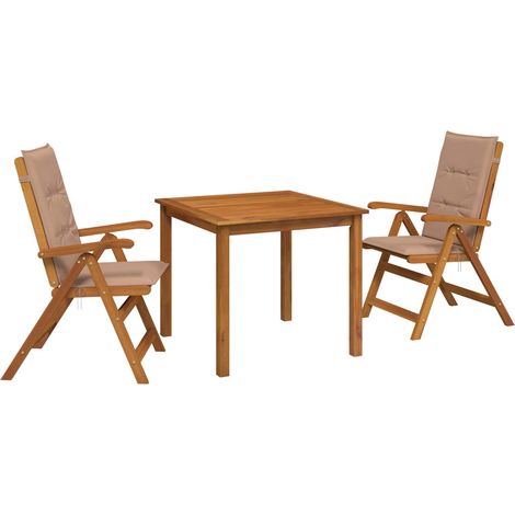 vidaXL Set da pranzo da giardino 3 pezzi 2-Posti Tortora (1/5)