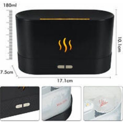 Aromadiffusor für ätherische Öle, Aromadiffusor mit Flammeneffekt, Luftbefeuchter mit Nachtlicht mit 2 Helligkeitsstufen, automatische Abschaltung ohne Wasser, USB (1/3)