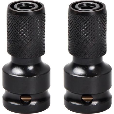 2 Pièces Adaptateurs de Douille, Adaptateur Carrés Impact Accessoires pour Clés a Chocs à Tige à Cliquet 1/2 1/4 pour la Perceuse, Convertisseur de Mandrin à Libération Rapide (B) (1/5)