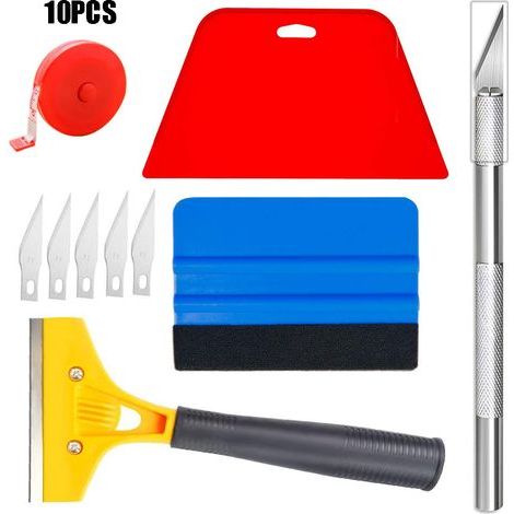 Kit d\'outils pour Le Papier Peint, 10 Pièces Marouflette, Outil d’Application de kit Papier Peint accompagné d’Un Outil de découpe, Outils de Film pour Fenêtre Voiture,Papier Peint,Carrelage Vinyle (1/5)