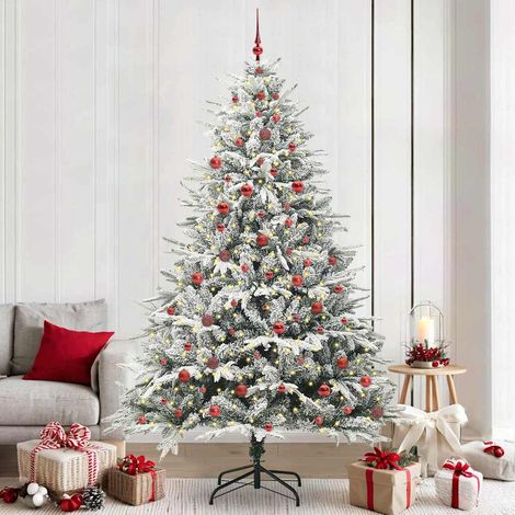 vidaXL Künstlicher vorbeleuchteter Weihnachtsbaum mit Kugelset Grün (1/5)
