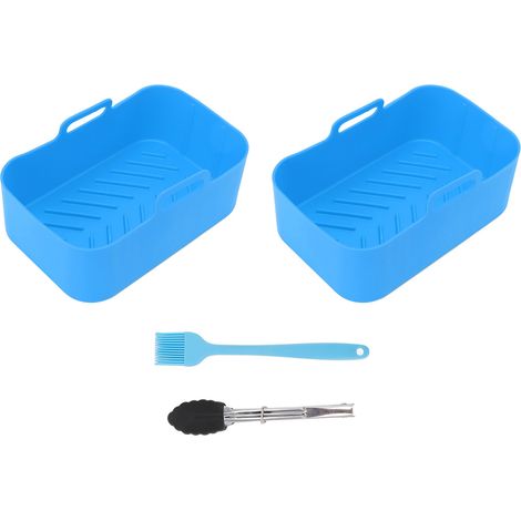 Lot de 2 Bacs en Silicone pour Friteuse Air Ninja DZ201 Foodi 8QT - Antiadhésif Bleu 19,5x12,7cm (1/5)