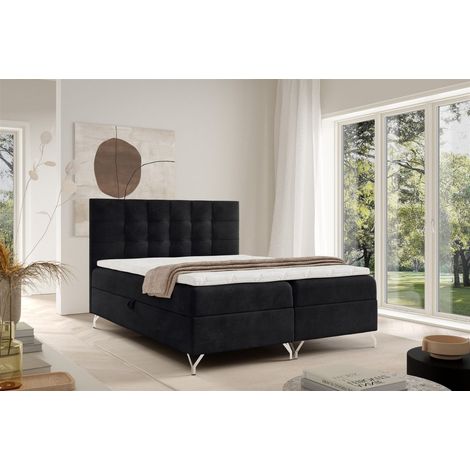 Boxspringbett Schlafzimmerbett CANDELA 180x200cm Stoff Coral Schwarz